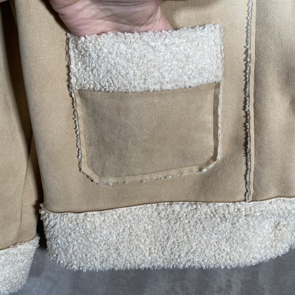 Marine Layer Quebec Sherpa Jacket XS Faux Suede Faux Shearling 70s Yellowstone - Picture 7 of 14